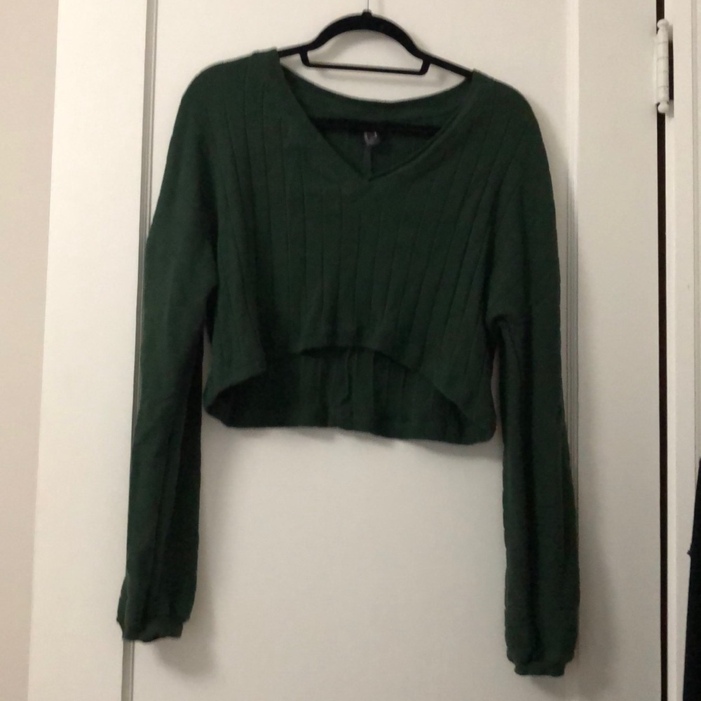 Super cropped dark green sweater